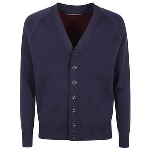 PEOPLE OF SHIBUYA Men's V-Neck Button-Front Cardigan Sweater Men BLUE Sweaters &
